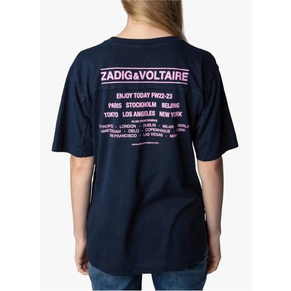 ZADIG & VOLTAIRE - BOW PHOTOPRINT STRASS - NAVY 🤩 NWT - Picture 3 of 8